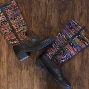 Multi colored yarn boots